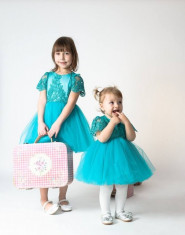 Rochie fete Turquoise Spring Elegance (Culoare: turcoaz, Imbracaminte pentru varsta: 12 ani - 152 cm) foto