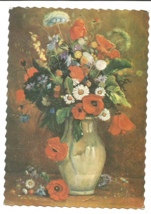 @carte postala(cod 0127/92) -FELICITARE-Vas cu flori