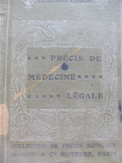 Precis de Medecine Legale , 1921(Medicina legala) - A. Lacassagne , E. Martin foto