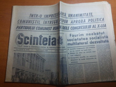 ziarul scanteia 8 august 1969 -congresul al 10-lea la PCR foto