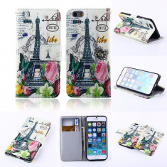 husa IPHONE 6 portofel carte flip cu turnul EIFFEL PARIS 2016 + 1folie foto