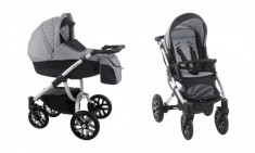 Carucior 3 in 1 Holland Silver W1 (Gri cu Negru) Bebetto foto