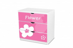 Comoda cu 3 sertare si polita birou Pink Flower Nobiko foto
