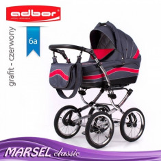 Carucior 3 in 1 Marsel Classic 6a (Gri inchis cu Rosu) Adbor foto