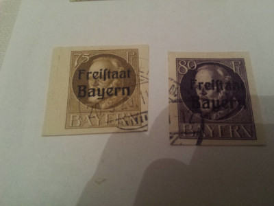 gemania/bayern 1919 ludwig/ 2 v.nedantelate stampilate/63 euro foto