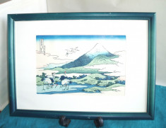 Originala cromolitografie japoneza Ukiyo-e - cca 1930 - Katsushika Hokusai Japan foto