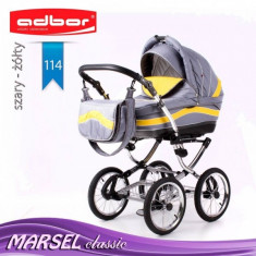 Carucior 3 in 1 Marsel Classic 114 (Gri deschis cu Galben) Adbor foto