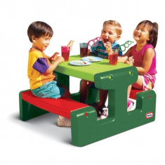 Masa picnic cu bancheta pentru 4 copii Verde Little Tikes foto