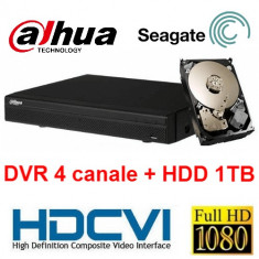 Kit DVR HDCVI Tribrid 4 canale 1080P HCVR5104H-S2 cu HDD 1TB inclus foto