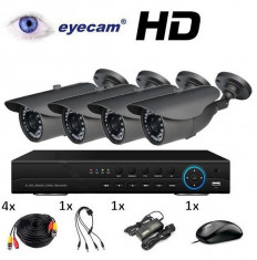 Kit supraveghere AHD cu 4 camere 1MP si DVR Eyecam EC-AHDKIT5011 foto