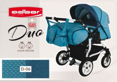 Carucior multifunctional pentru gemeni Duo Stars D06 (Turcoaz cu Bleumarin) Adbor foto