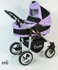 Carucior 2 in 1 cu roti gonflabile Street S16 (Violet cu Negru) Kerttu foto