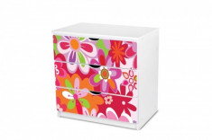 Comoda cu 3 sertare si polita birou 3 (Flori multicolore) Nobiko foto