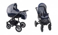 Carucior 3 in 1 Holland Black W2 (Gri cu Albastru) Bebetto foto