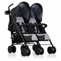 Carucior pentru gemeni Zipper Duo Black Silver Kiddo foto