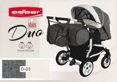 Carucior multifunctional pentru gemeni Duo Stars D03 (Grafit cu Alb) Adbor foto