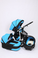 Carucior 3 in 1 Q9 Baby Merc Color 7 (Turquoisecu Negru) Baby-Merc foto