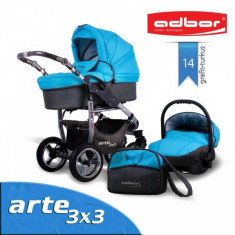 Carucior 3 in 1 Arte 3x3 14 (Grafit cu Turquoise) Adbor foto