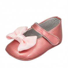 Pantofi din piele lacuita cu funda din organza 17 (10 cm) Leon Shoes foto