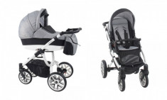 Carucior 3 in 1 Holland White W1 (Gri cu Negru) Bebetto foto