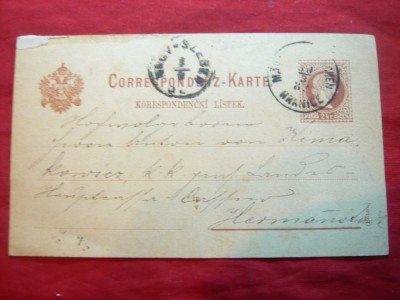 Carte Postala 2 kr.brun marca fixa 1883 cu Antet Croitor de Uniforme Militare foto