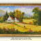 La casa bunicilor (2) - pictura peisaj rural, ulei pe panza cu rama, 67x47cm