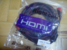 vand Cablu HDMI 10M 10 M metri invelis textil ecranat certificat 3D si 3DTV NOU foto