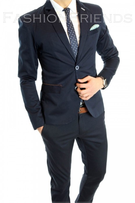 Sacou Man bleumarin casual - sacou barbati - sacou bumbac cod 6154 foto mare Sacou Man bleumarin casual - sacou barbati - sacou bumbac cod 6154 foto mare