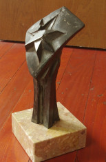 Statueta / sculptura din bronz cu postament din marmura - opera de arta !!! foto
