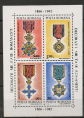 ROMANIA 1994 - DECORATII MILITARE ROMANESTI, bloc nestampilat AF7 foto