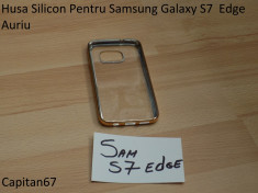 Husa Silicon Pentru Samsung Galaxy S7 Edge Auriu foto