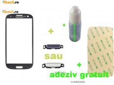 Ecran Geam Sticla Samsung Galaxy S3 Negru+Buton home+loca cleaner+adeziv gratuit foto