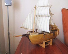 Corabie artizanala din lemn 50cm lungime cu suport inclus 199 RON foto