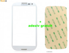 Ecran Geam Sticla Samsung Galaxy S3 negru + adeziv gratuit foto