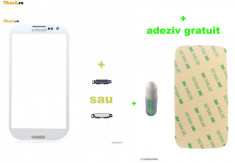 Ecran Geam Sticla Samsung Galaxy S3 negru + Buton +loca cleaner+adeziv gratuit foto