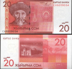 KYRGYZSTAN 20 SOM 2009 UNC foto