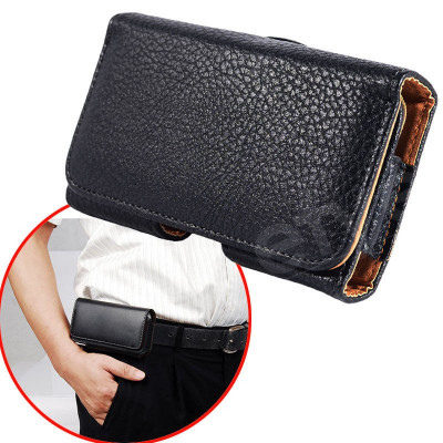 Husa neagra piele lungime 16,5 cm latime 8 cm atasare la curea Samsung iphone foto