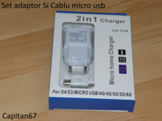 Set adaptor Si Cablu micro usb foto