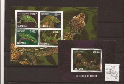 Tanzania - reptiles - 2014 set - klbg+block foto
