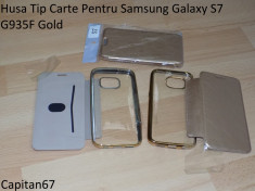 Husa Tip Carte Pentru Samsung Galaxy S7 G935F Gold foto