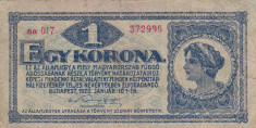 UNGARIA 1 korona 1920 VF-!!! foto