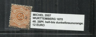 WURTTEMBERG 1875 - 48.25 Pf. - MICHEL 2007 foto