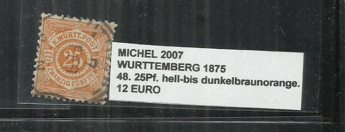 WURTTEMBERG 1875 - 48.25 Pf. - MICHEL 2007