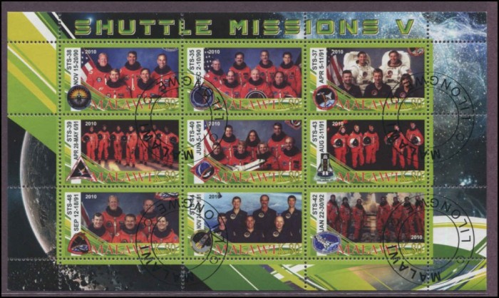 MALAWI 2010- COSMOS, AERONAUTICA, MISUNILE SHUTTLE 5 - COLITA STAMPILATA