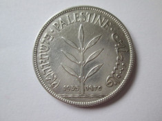 RARA! MONEDA ARGINT 100 MILS 1935 PALESTINA/ADMINISTRATIA BRITANICA AUNC foto