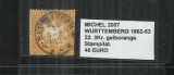 WURTTEMBERG 1862 - 63 - 22.3Kr. - MICHEL 2007, Stampilat