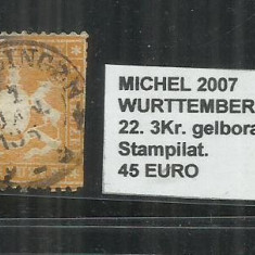 WURTTEMBERG 1862 - 63 - 22.3Kr. - MICHEL 2007