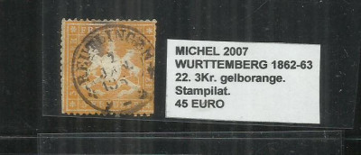 WURTTEMBERG 1862 - 63 - 22.3Kr. - MICHEL 2007 foto