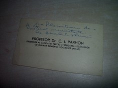 DR. Constantin Ion Parhon, CARTE DE VIZITA, ADNOTARE foto