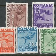 Romania 1937 – BALCANIADA DE ATLETISM, serie nestampilata cu SARNIERA, N15